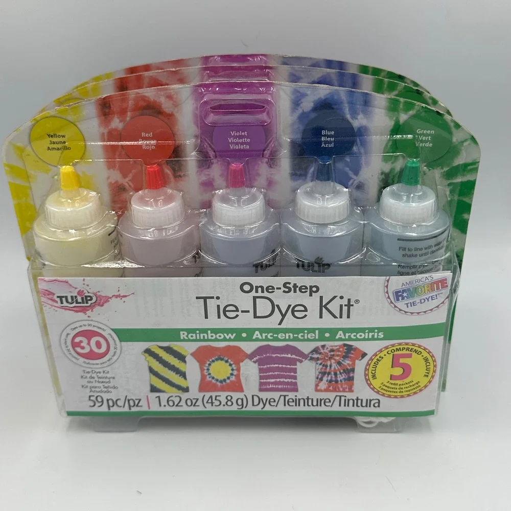 Tulip One-Step Tie-Dye Kit Rainbow Color Fabric Dye 5 Colors DIY - 3 Pack Bundle